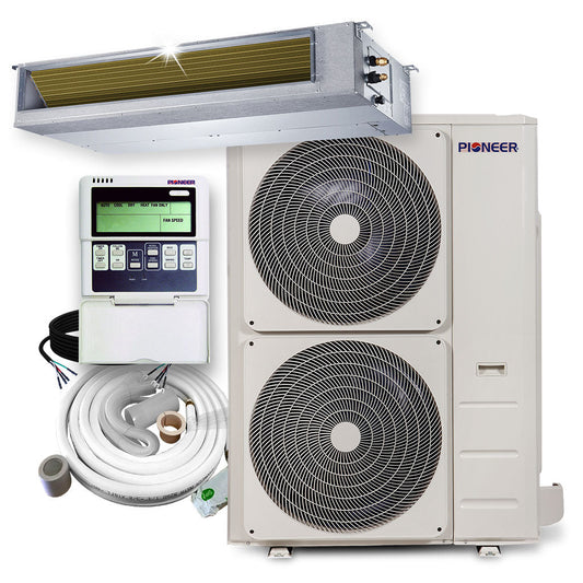 Pioneer® Quantum Ultra™ 48,000 BTU 17 SEER2 230V Slim-Duct Ceiling Concealed Mini-Split Air Conditioner Inverter Heat Pump Full Set