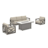 Marindo Luxury Aluminum Patio Conversation Set with Sunbrella® Fabric and Fire Pit Table