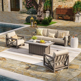Marindo Luxury Aluminum Patio Conversation Set with Sunbrella® Fabric and Fire Pit Table