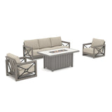 Marindo Luxury Aluminum Patio Conversation Set with Sunbrella® Fabric and Fire Pit Table