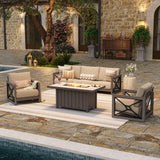 Marindo Luxury Aluminum Patio Conversation Set with Sunbrella® Fabric and Fire Pit Table