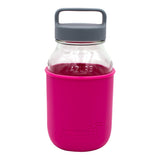 Mason Jar Lifestyle 32oz Quart Glass Water Bottle with Silicone Sleeve & Carry Handle
