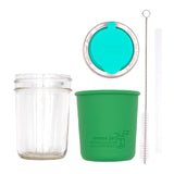 Mason Jar Lifestyle 8oz Half Pint Pop Up Sippy Glass Bottle Half Pint with Silicone Sleeve