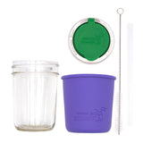 Mason Jar Lifestyle 8oz Half Pint Pop Up Sippy Glass Bottle Half Pint with Silicone Sleeve
