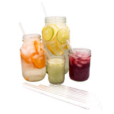 8 Pack Combo Glass Straws for Mason Jars + Cleaner