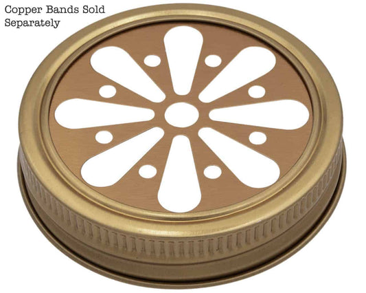 Daisy Cut Copper or Gold Metal Lid Inserts for RM Mason Jars 10 Pack