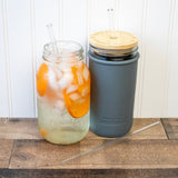 Long 9" Glass Straws for Quart Mason Jars 4 Pack + Cleaner