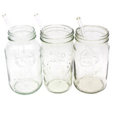 Long 9" Glass Straws for Quart Mason Jars 4 Pack + Cleaner