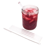 Medium 7 ¼" Glass Straws for Pint Mason Jars 4 Pack + Cleaner