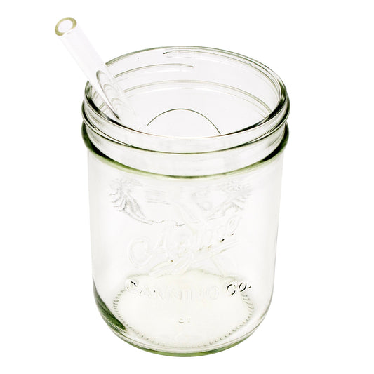 Medium 7 ¼" Glass Straws for Pint Mason Jars 4 Pack + Cleaner