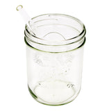 Medium 7 ¼" Glass Straws for Pint Mason Jars 4 Pack + Cleaner