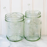 Medium 7 ¼" Glass Straws for Pint Mason Jars 4 Pack + Cleaner