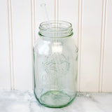 Long 9" Glass Straws for Quart Mason Jars 4 Pack + Cleaner