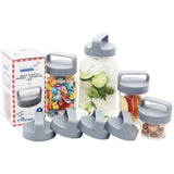 Gray Plastic Handle/Canister Lids for Regular Mouth Mason Jars 4 Pack