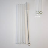 Long 9" Glass Straws for Quart Mason Jars 4 Pack + Cleaner