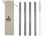 Long 9" Stainless Steel Extra Thick Boba Straws for Quart Mason Jars