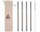Long 9" Safer Rounded End Stainless Steel Straws for Quart Mason Jars