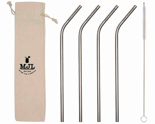 Long Thin Bent Stainless Steel Straws for Quart Mason Jars