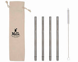 Medium 7 ¼" Safer Rounded End Stainless Steel Straws for Pint Mason Jars