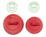 Red Enameled Handle/Canister Lids