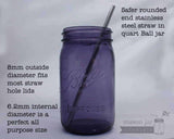 Long 9" Safer Rounded End Stainless Steel Straws for Quart Mason Jars