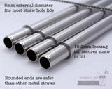 Long 9" Safer Rounded End Stainless Steel Straws for Quart Mason Jars