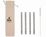 Short 5 ¾" Safer Rounded End Stainless Steel Straws for Half Pint Mason Jars
