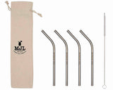 Short 6 ¼" Thin Bent Stainless Steel Straws for Half Pint Mason Jars