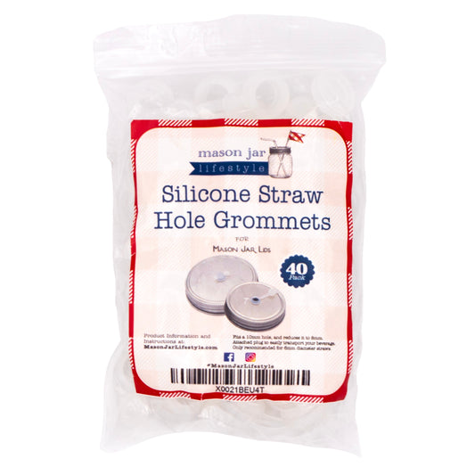 Silicone Straw Hole Grommets with Plugs for Mason Jar Lids 40 Pack