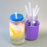 Long 9" Silicone Reusable Straws for Quart or Pint & Half Mason Jars 6 Pack