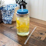 Long 9" Silicone Reusable Straws for Quart or Pint & Half Mason Jars 6 Pack