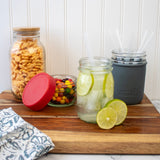 Medium 7 1/4" Silicone Reusable Straws for Pint Mason Jars 8 Pack