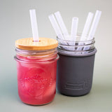 Short 5 3/4" Silicone Reusable Straws for Half Pint Mason Jars 10 Pack