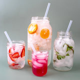 Short 5 3/4" Silicone Reusable Straws for Half Pint Mason Jars 10 Pack