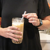 Long 9" Stainless Steel Extra Thick Boba Straws for Quart Mason Jars