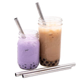 Medium 7 ¼" Stainless Steel Extra Thick Boba Straws for Pint Mason Jars