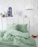 Matcha green linen fitted sheet