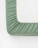 Matcha green linen fitted sheet