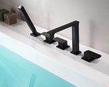 ANZZI Shore 5-Hole Deck Mount Tub Filler, 3-Handle Control, Integrated Hand Sprayer, Solid Brass, 1.8 GPM Flow, cUPC Certified, Various Finishes