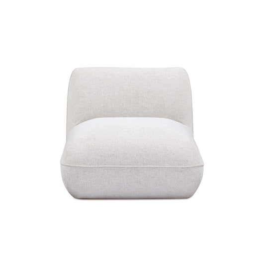 Arezza Stone White Contract-Grade Basketweave Chenille Armless Chair