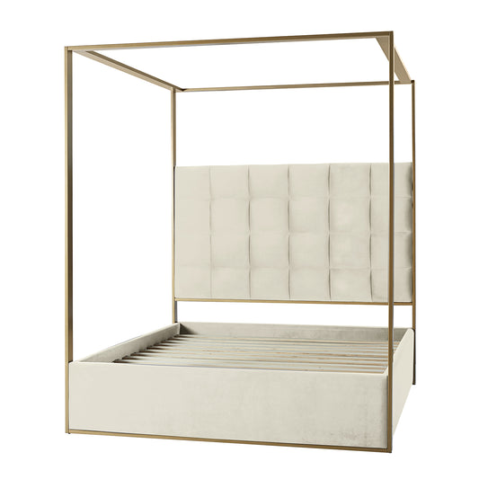Madeleine Upholstered Canopy King Bed With Curtains
