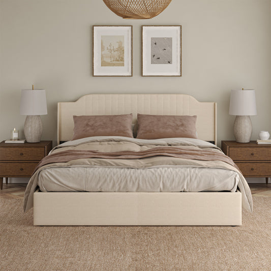 Stuart Hydraulic Lift Up Storage Upholstered Platform King Bed
