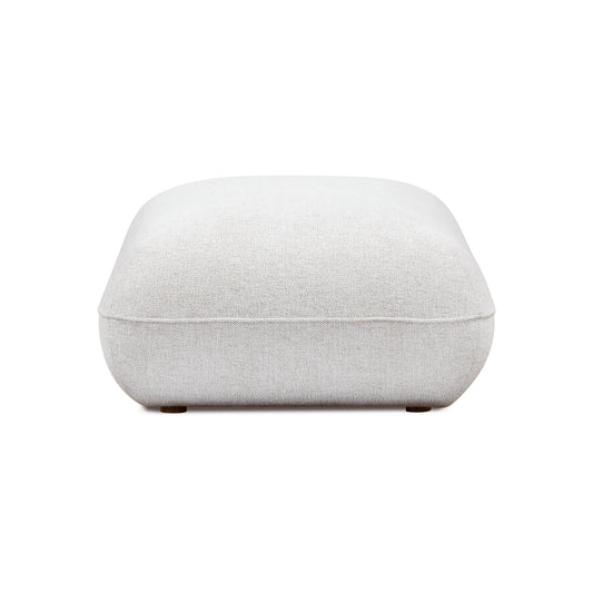 Arezza Stone White Contract-Grade Basketweave Chenille Ottoman