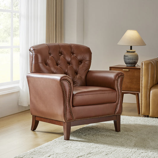 Nicole Traditional Genuine Leather Chair