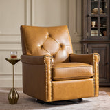 Smelda Genuine Leather Swivel Rocker Chair