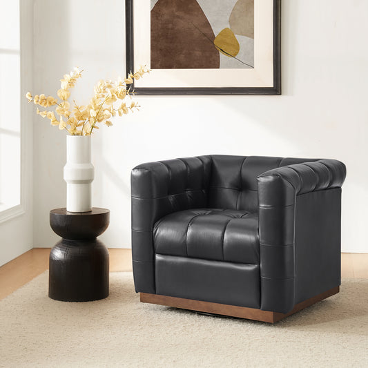 Arnold Genuine Leather Swivel Club Chair