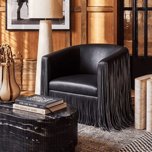 Shag Me Performance Vegan Leather Swivel Accent Chair