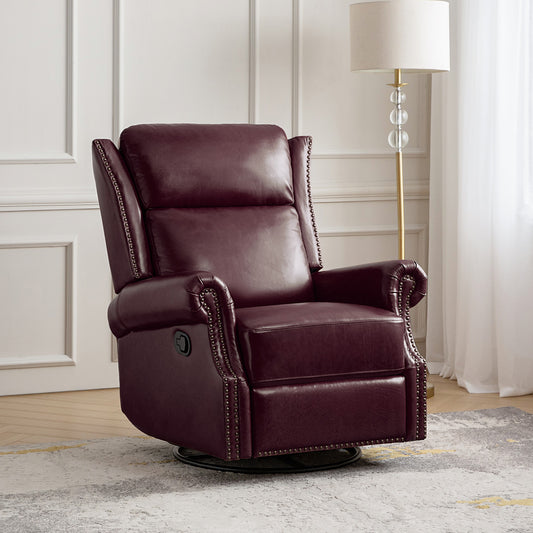 Albert Genuine Leather Manual Swivel Glider Recliner