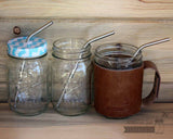 Medium 7 ½" Thin Bent Stainless Steel Straws for Pint Mason Jars
