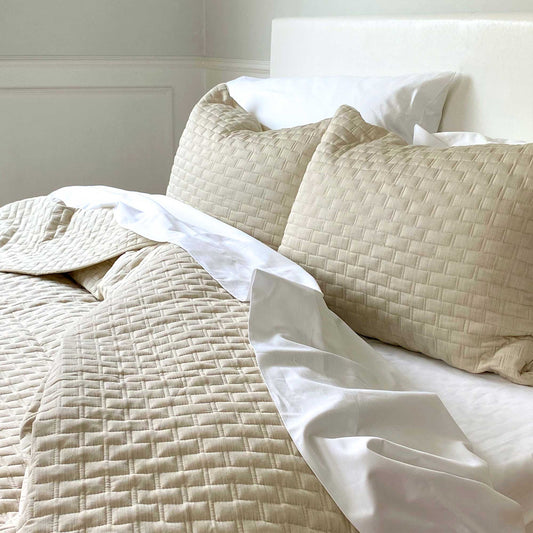 Melange Bamboo Cotton Quilted Coverlet - Sand